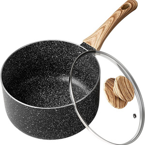 Eco-friendly Nonstick Saucepan with Lid Aluminum cookware marble Coating Sauce pan Small Pots 1.5Quart 2 Quart 3quart