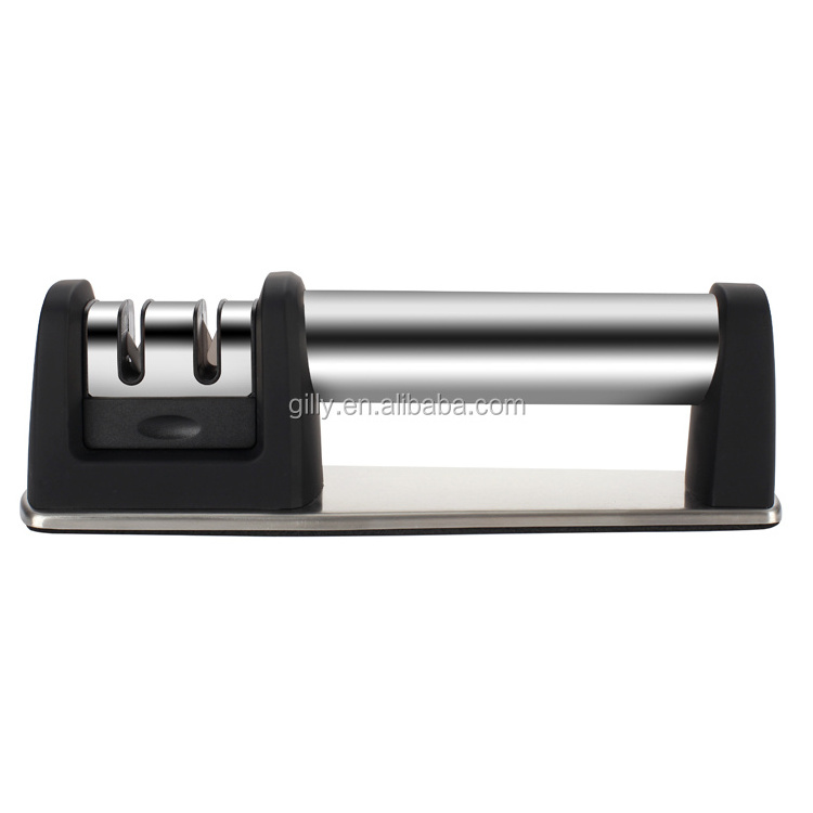 hot selling nonslip stainless steel coarse fine knife sharpener for kitchen