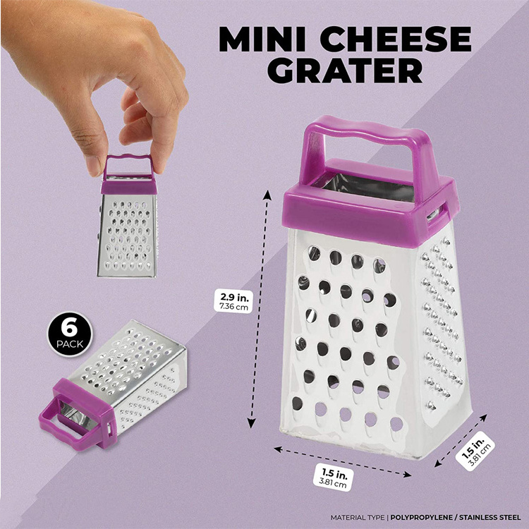 Professional Novelty Mini box Grater 4-Sided Stainless Steel Grater Kitchen Cutting for Cheese, Ginger, Fruits, Vegetables