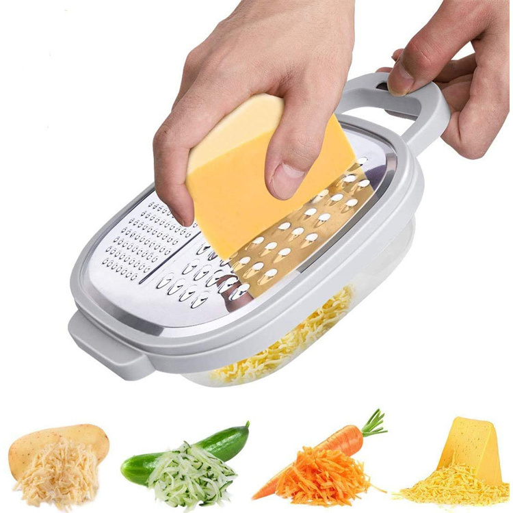 2021 hot selling manual grater Easy to Use stainless steel cheese grater with Container and Lid