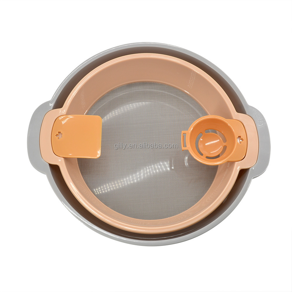 multifunctional Fine Mesh Strainer manual Flour sieve with Scraper Egg Separator Sifting Pan juice filter Sugar Sifter