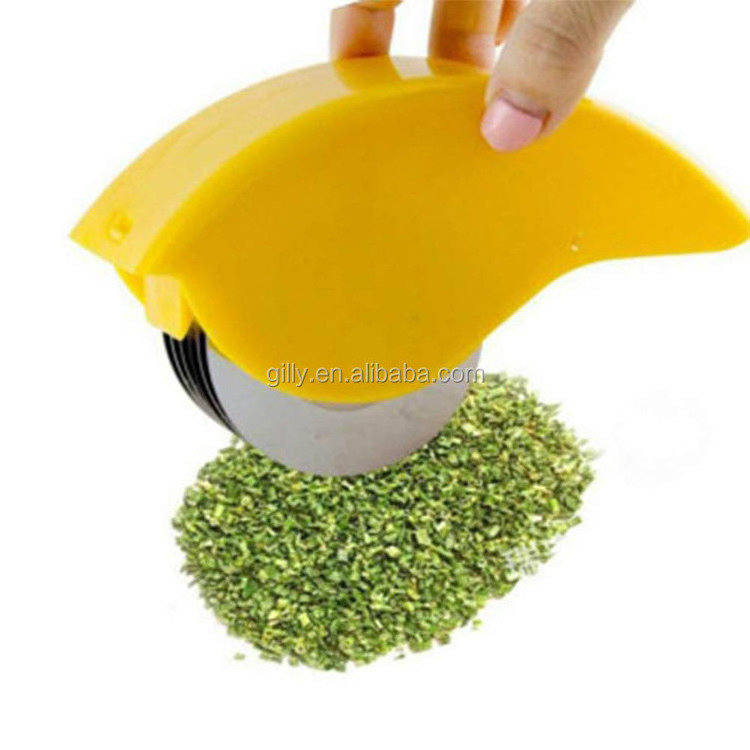 Vegetable Roller Slicer Cutter Herb Roller Mincer Chopper Manual Hand Scallion Chive Mint Cutter with 6 Stainless Steel Blade