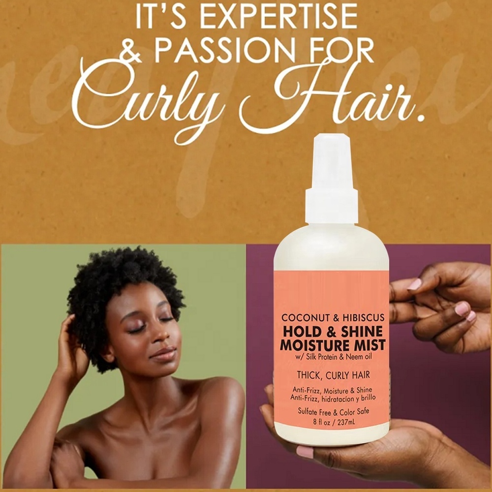 OEM thick curly hair creates brilliant shine curl control shea moisture's coconut & hibiscus hold & shine moisture mist spray