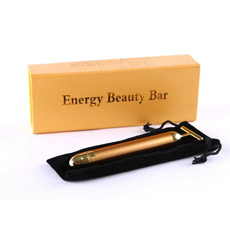 24K gold skin care face massager 3d roller electric depuffer energy beauty bar t shape arm eye nose head massager