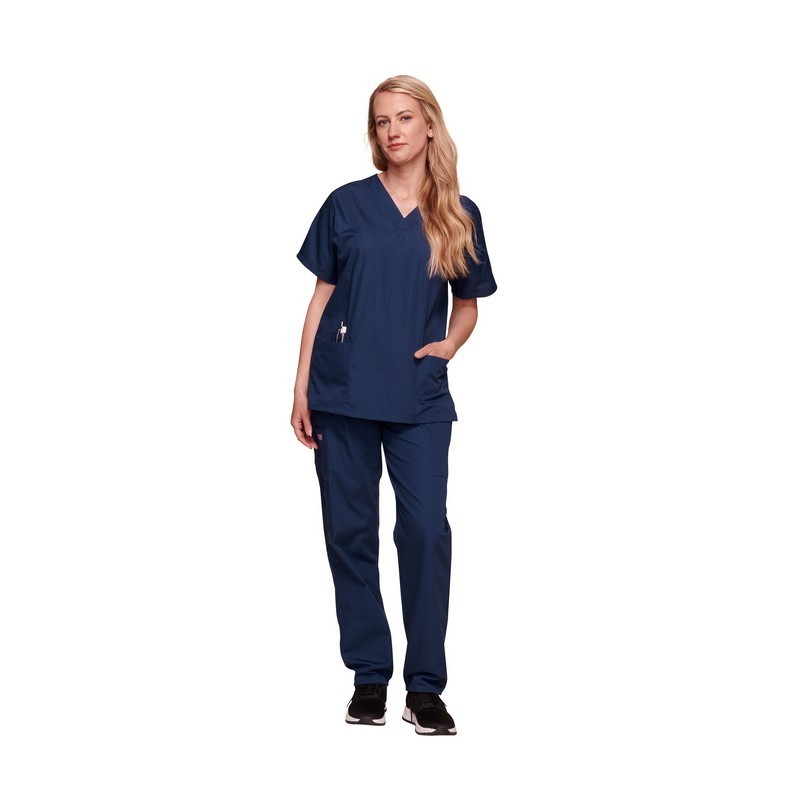 CHEROKEE V-NECK TOP Nursing Set Nurse Hospital Uniform Medical Uniform For Women Navy Blue Polyester Cotton