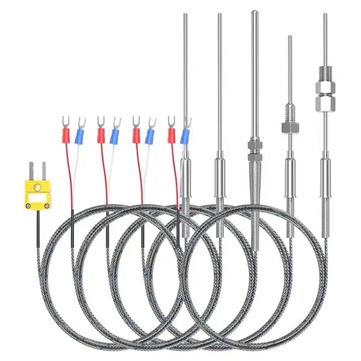 K/J/PT100 Type Flexible Thermocouple Probe With Insulated High Temperature Lead Wire