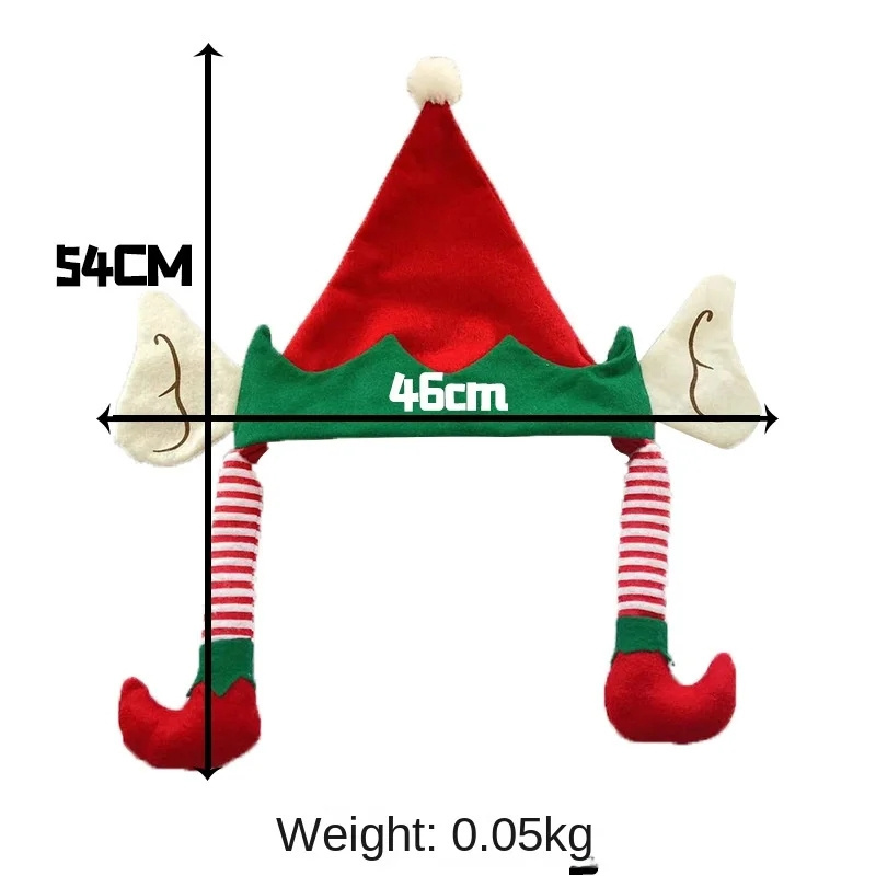 Christmas Elf Accessories Party Soft Felt Elf Santa Hat with Ears Legs