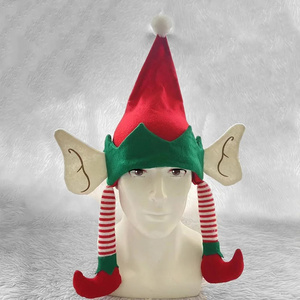 Christmas Elf Accessories Party Soft Felt Elf Santa Hat with Ears Legs