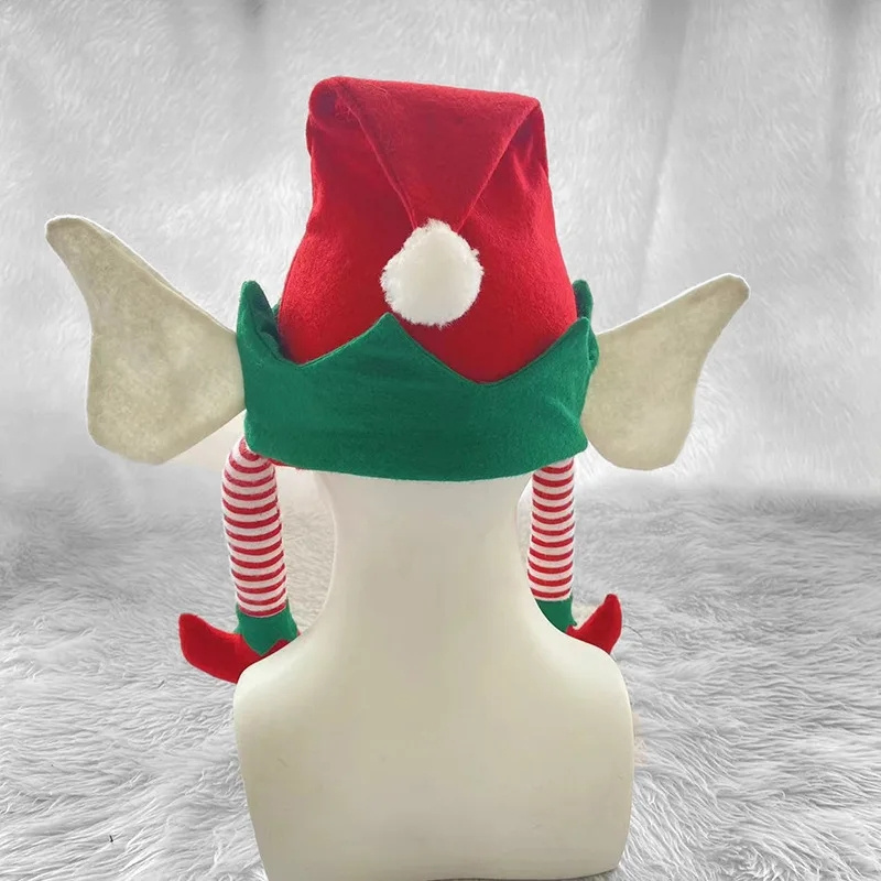 Christmas Elf Accessories Party Soft Felt Elf Santa Hat with Ears Legs