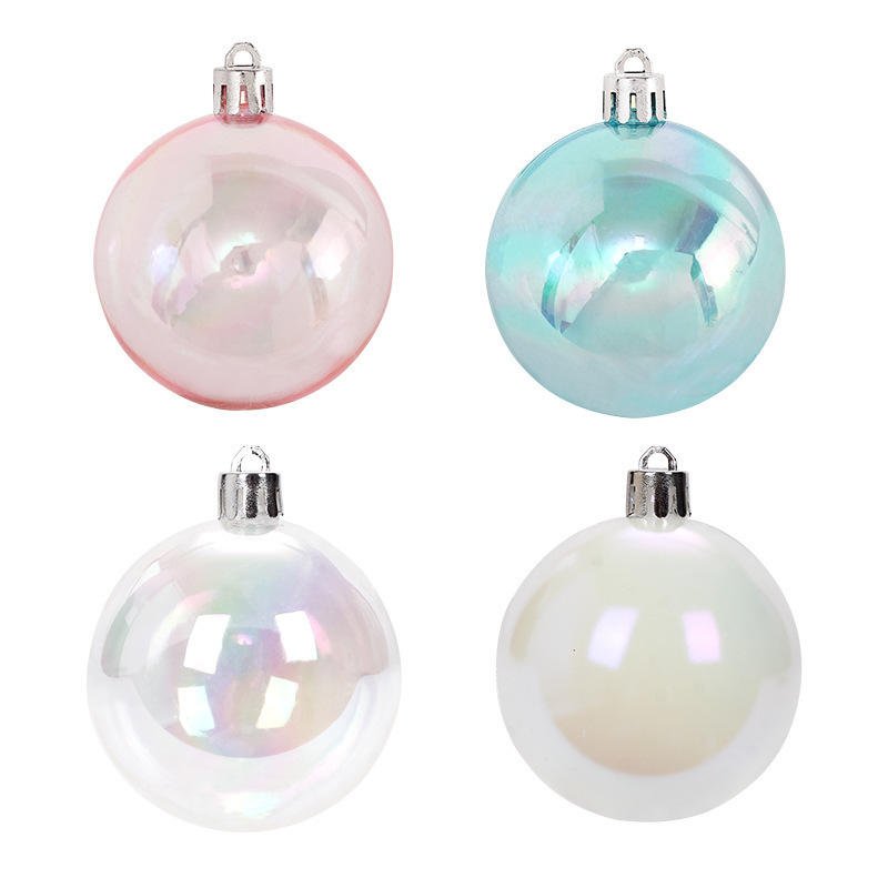 Christmas Party Shiny Pearl White Pink Gradient Ornaments Ball Decorations Set