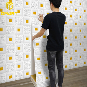 Gmart Coating Peony Kitchen Brick Embossed Home Decoration Pvc Paper Papel Tapiz Pe Wall Stickers 3D Wallpapers Foam