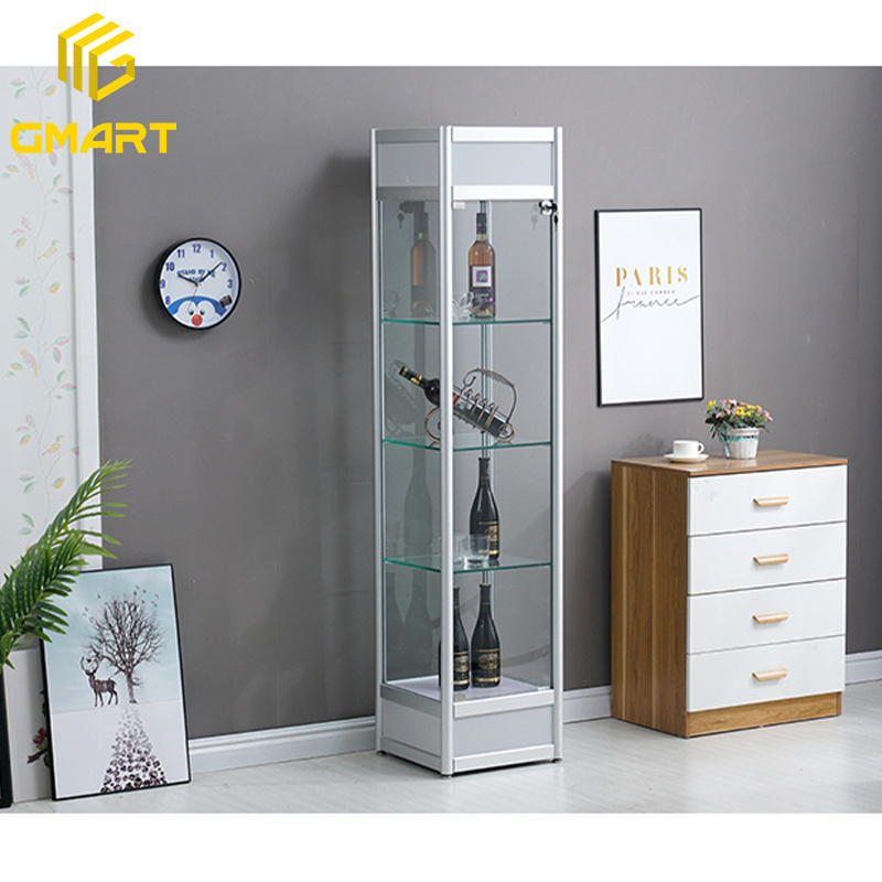 Gmart Modern Living Room Luxury Stainless Steel Metal Frame Glass Corner Bar Wine Storage Cabinets Wine Display Cabinet