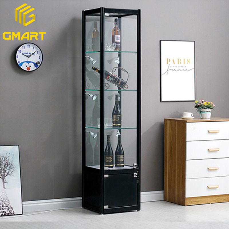 Gmart Modern Living Room Luxury Stainless Steel Metal Frame Glass Corner Bar Wine Storage Cabinets Wine Display Cabinet