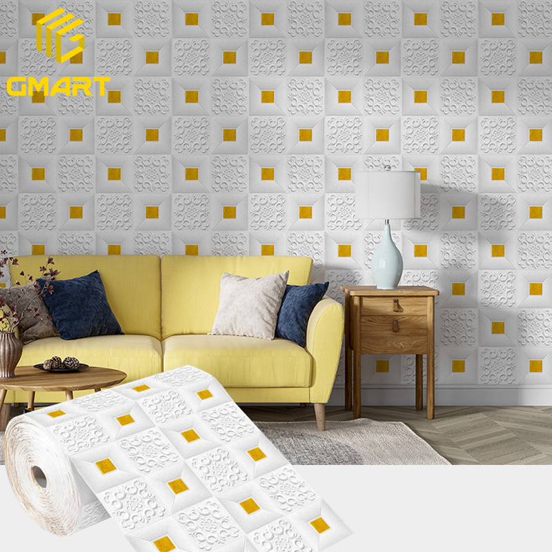 Gmart Baby Brick Papier Peint White Marble Living Room Soundproof Chinese Mural Stickers Wallpapers 3D For Home Decoration