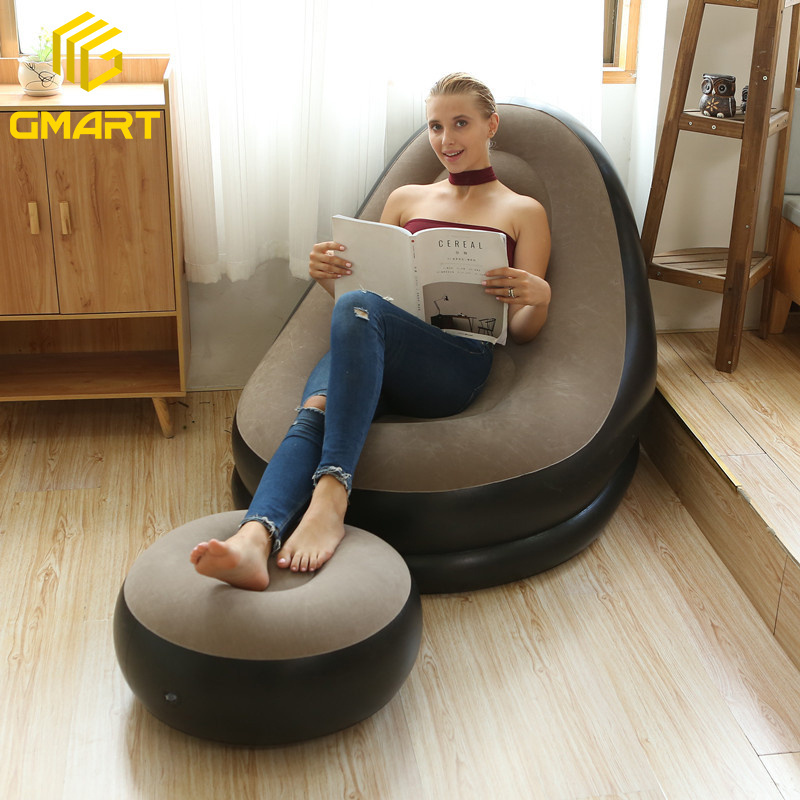 Gmart Adult Lounge Relax Inflated Sofa Lazy Living Room Furniture Chair Flocked Bbl Hot Selling Comfortable Inflatable Sofas