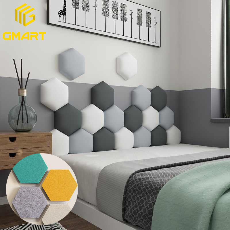 Hexagon Black Decorative Gypsum Board Fiber Ceiling Wall Gold 24Mm Fleece Fabric Wall Record Polyester Fiber Acoustic Panels Art