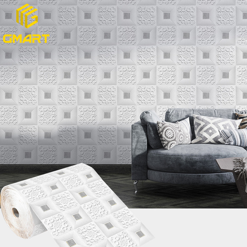 Gmart Baby Brick Papier Peint White Marble Living Room Soundproof Chinese Mural Stickers Wallpapers 3D For Home Decoration