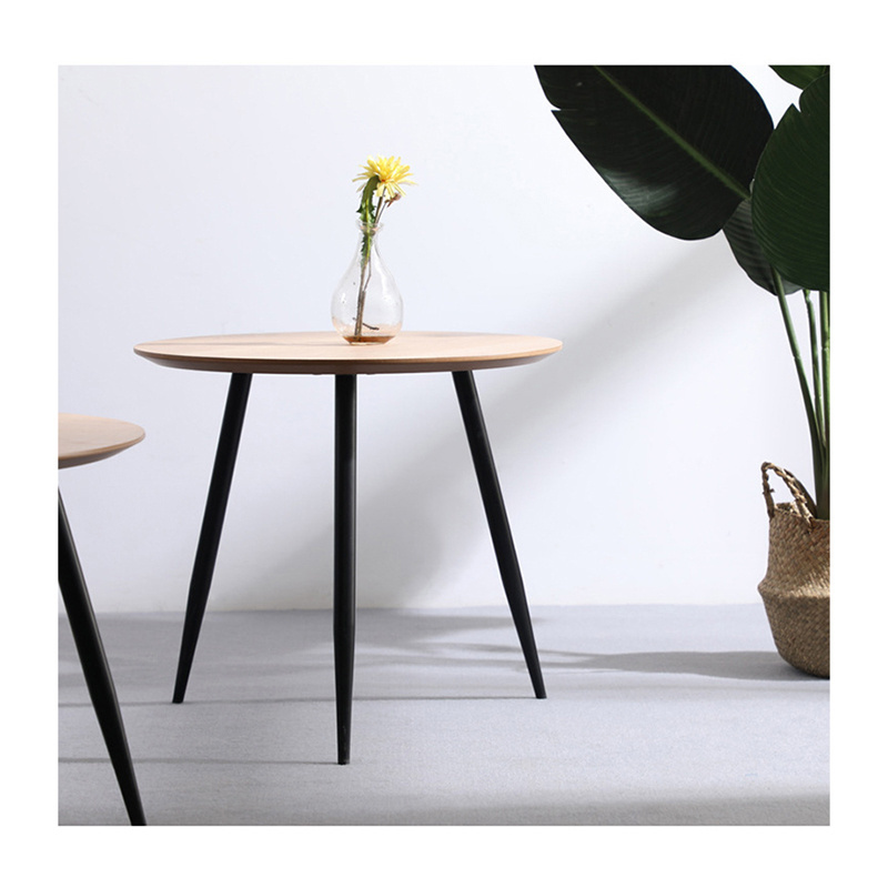 Simple Modern Sets 2 Metal Side Table Round Coffee Table In Wooden Desktop Tables With Iron Leg