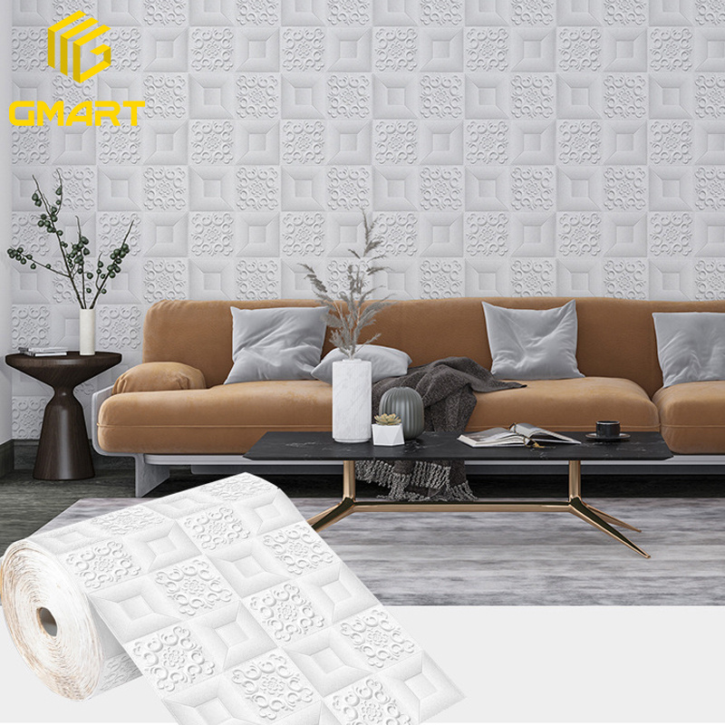 Gmart Marble Leaves Brick Panels Foam Nature Roll Peel And Stick Wall Adhesive Mosaic Stickers Waterproof 3D Wallpapers Decor