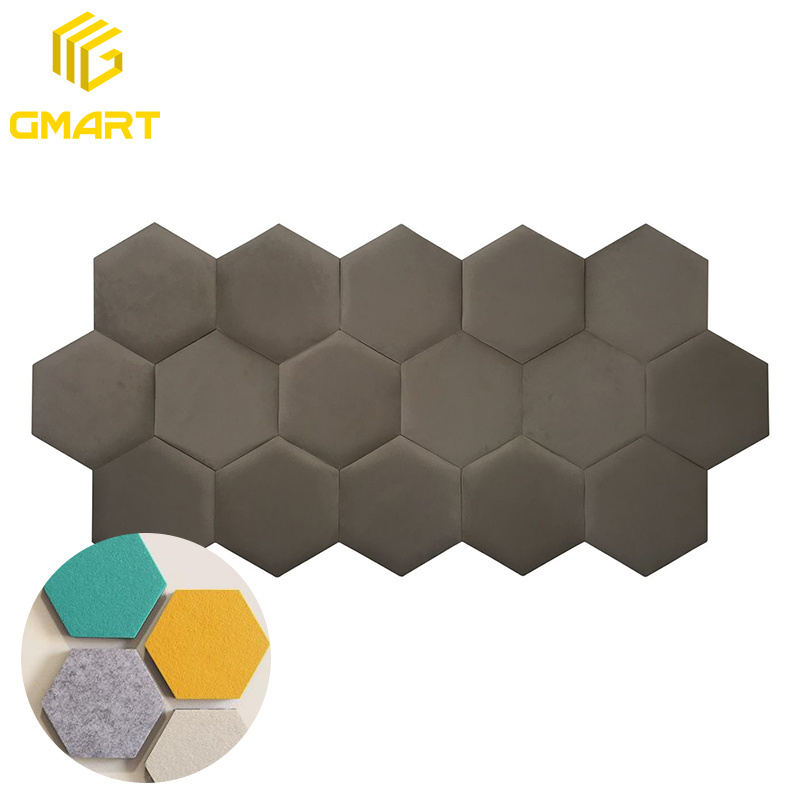 Hexagon Black Decorative Gypsum Board Fiber Ceiling Wall Gold 24Mm Fleece Fabric Wall Record Polyester Fiber Acoustic Panels Art