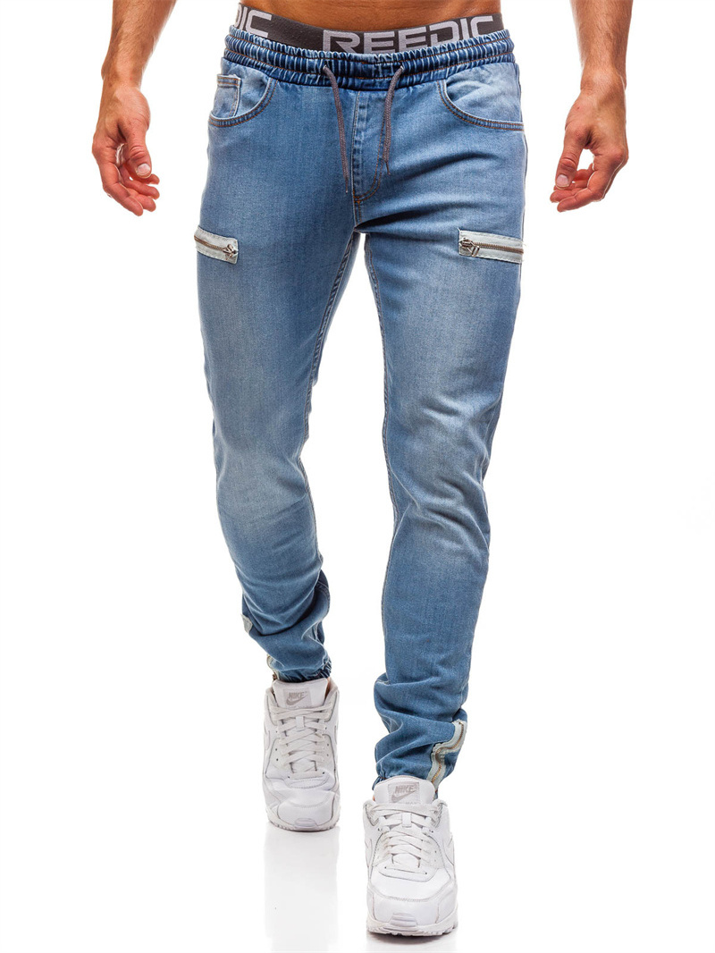 Gingtto Cheap Drawstring Denim Mens Jeans Straight Jogger Pants Rhinestone Jeans Men Strech Italian Jeans For Men