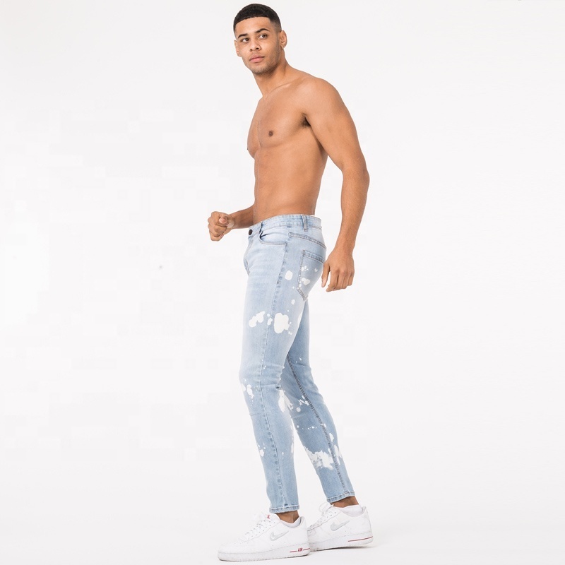 Custom Denim Mens Distressed Straight Jean Washed Slim Fit Man Jean Trouser Ripped Jeans Men