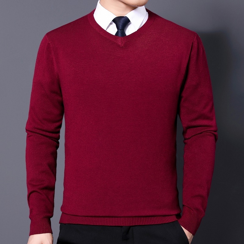 OEM V Neck Cricket Merino Wool Polo Sweater Men Pullover Cashmere Sweater For Men Custom