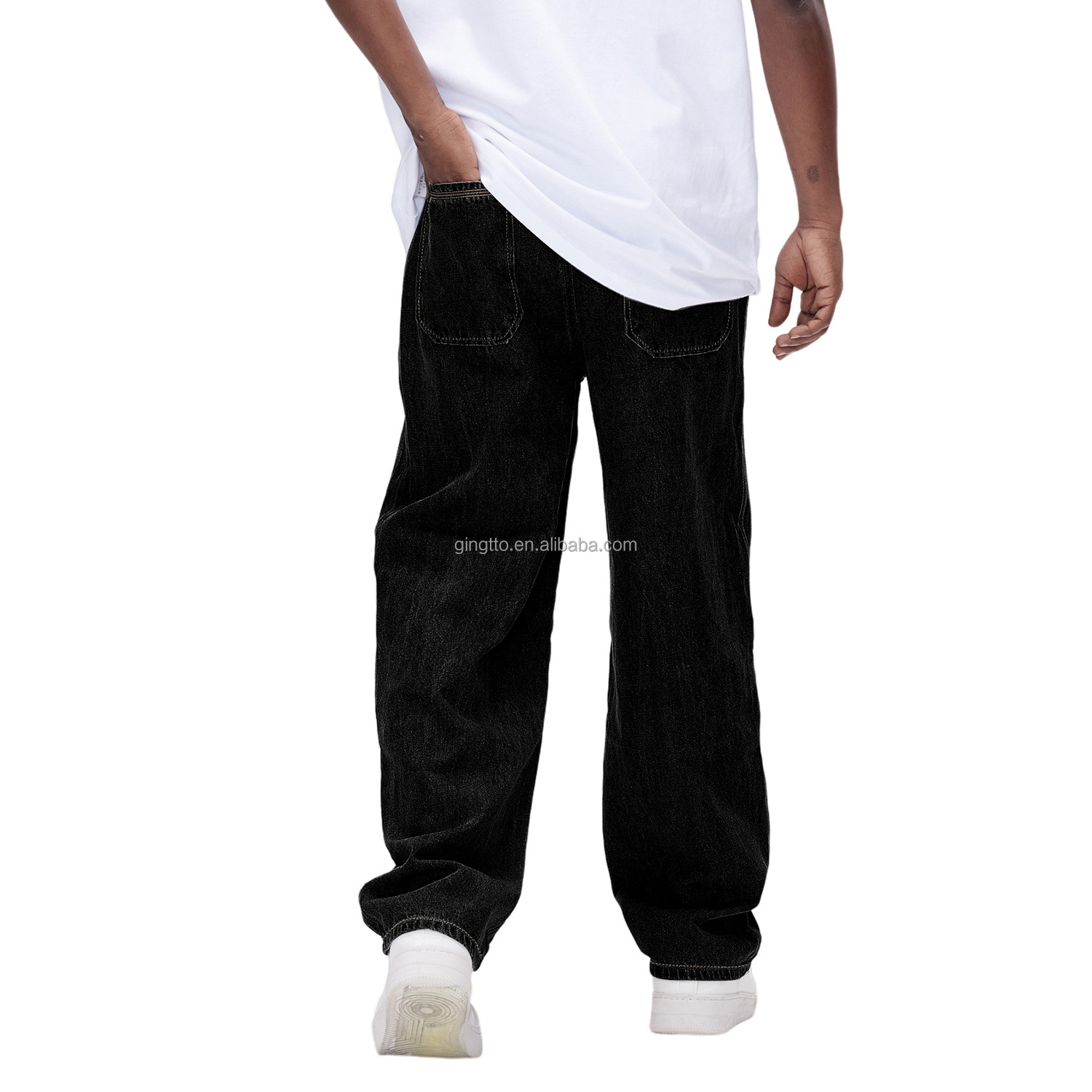 Gingtto Wholesale Stylish Denim Men Trousers Straight Stacked Baggy Jeans For Men