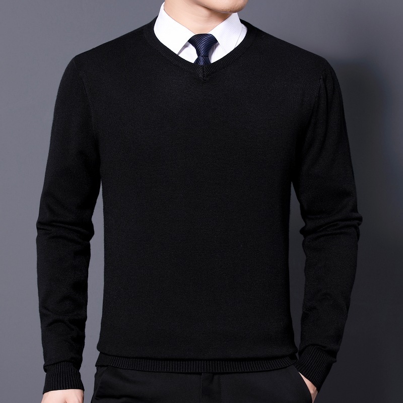 OEM V Neck Cricket Merino Wool Polo Sweater Men Pullover Cashmere Sweater For Men Custom