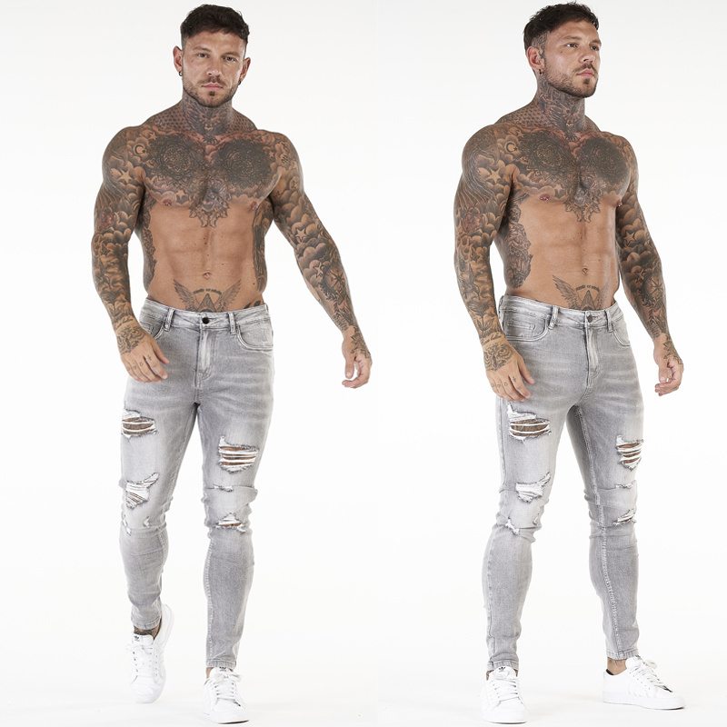 Wholesale Custom Private Label Ripped Mens Jeans Denim Stretch Distressed Skinny Black Jeans For Men Hommes Men'S Jeans