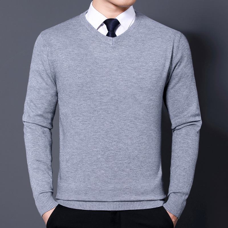 OEM V Neck Cricket Merino Wool Polo Sweater Men Pullover Cashmere Sweater For Men Custom