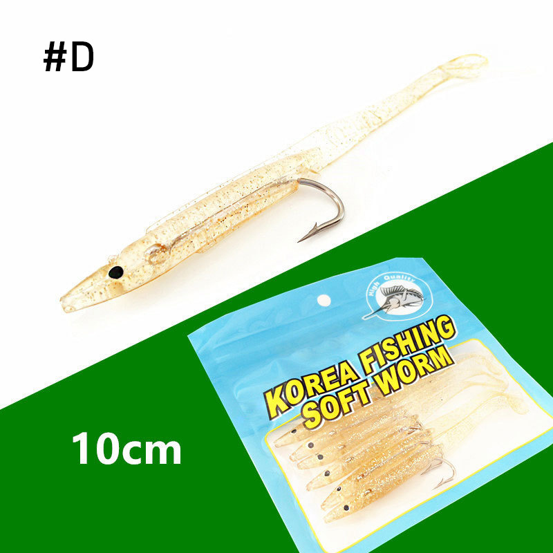 Ginnox Wholesale sea saltwater fishing lures baits T-tail worm with hook for eel soft fishing lure