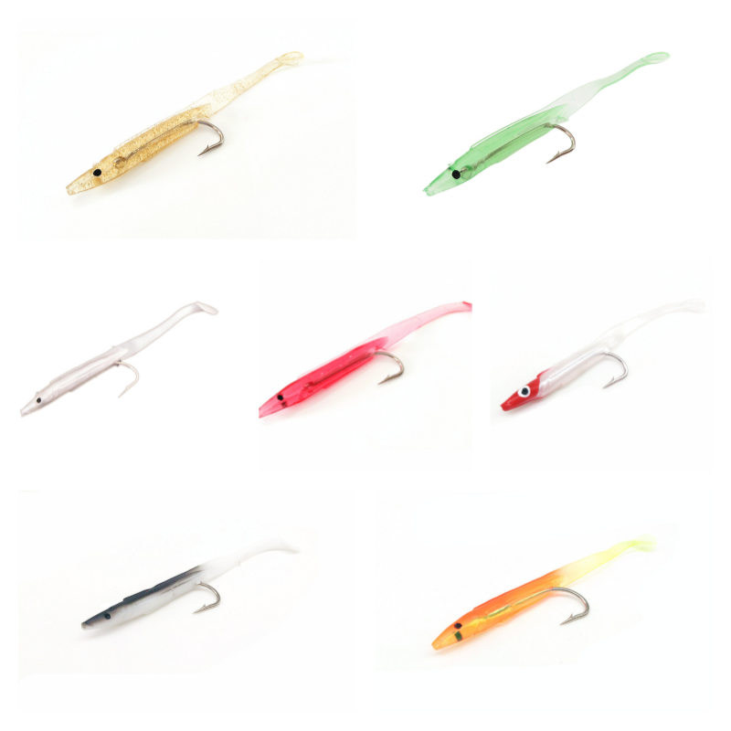 Ginnox Wholesale sea saltwater fishing lures baits T-tail worm with hook for eel soft fishing lure