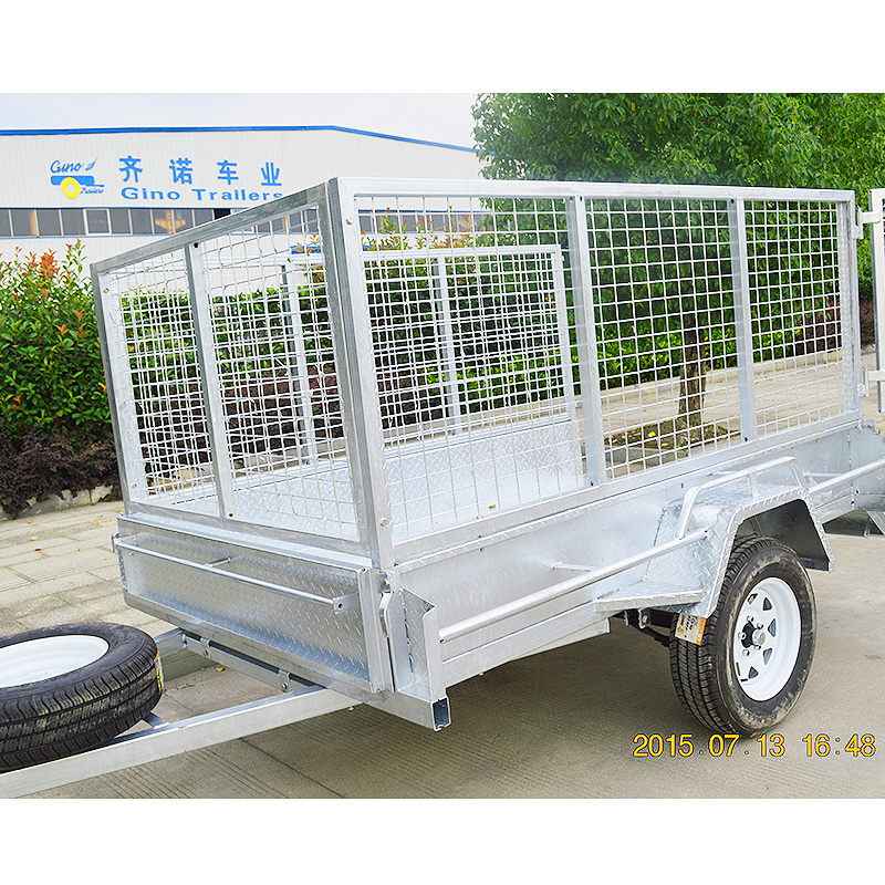 GINO Motorcycle 7x4ft Farm Agriculture Single Axle Full Welded Trailers with Chassis Bar