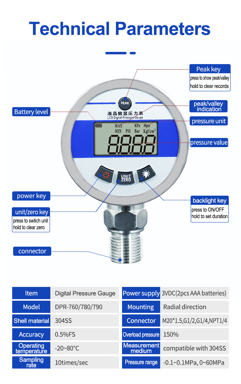 220V automatic Air Compressor Pressure Switch DPR-S80 0-1Mpa AC220V G1/4 Pump Digital Pressure Controller