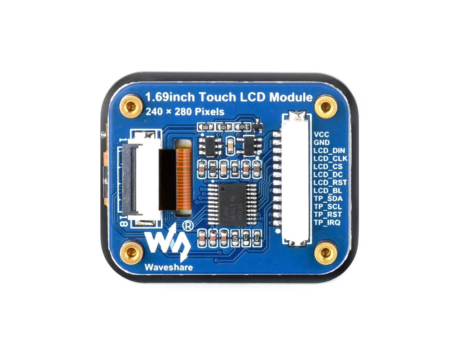 Waveshare 1.69inch Round LCD Display Module with Touch panel, Micro LCD Display, 240x280 Resolution, IPS, SPI And I2C, 262K