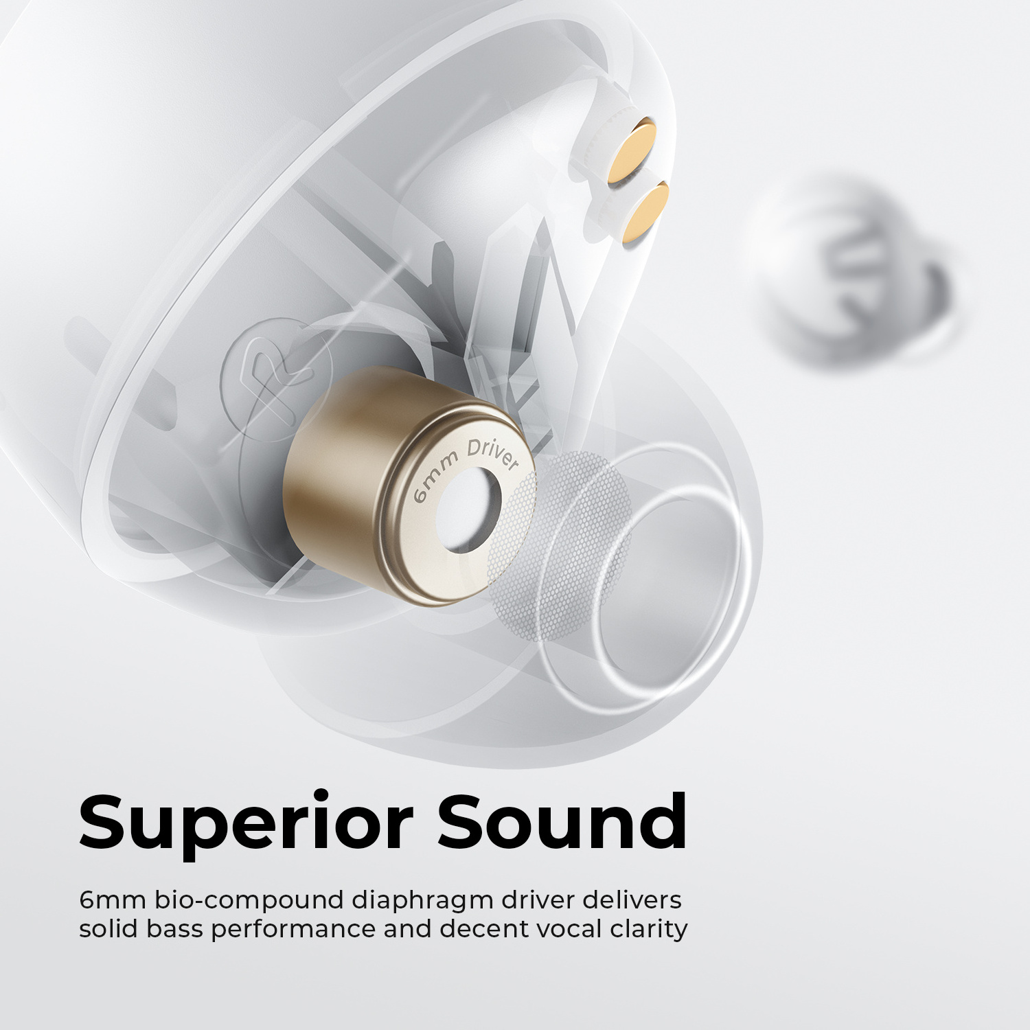 SoundPEATS Free2 Classic TWS Dual Mic Earphone White IPX8 Waterproof Sport Stereo Headphones for Mobile Earphone with Speaker