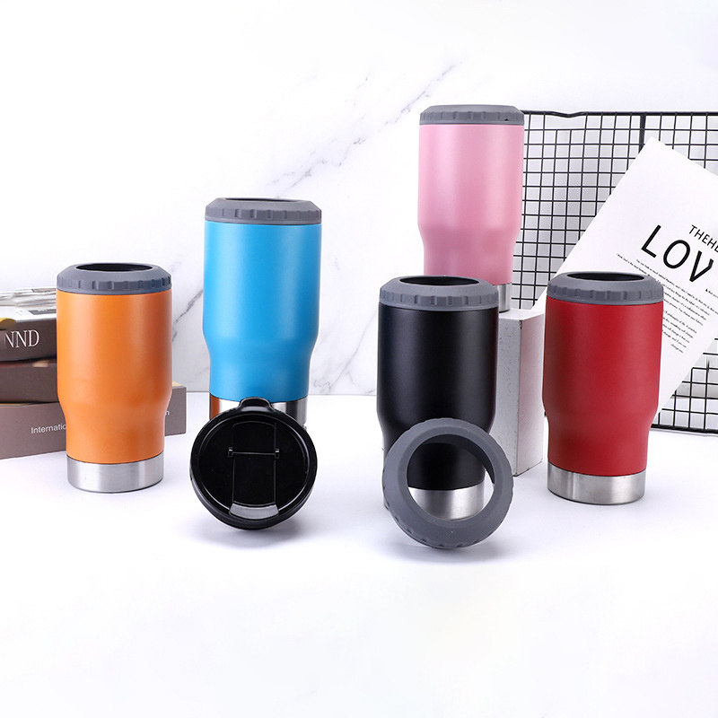 14OZ Customized Logo Metal Stainless Steel Coffee Beer Tumbler Insulated Can Cooler With Opener