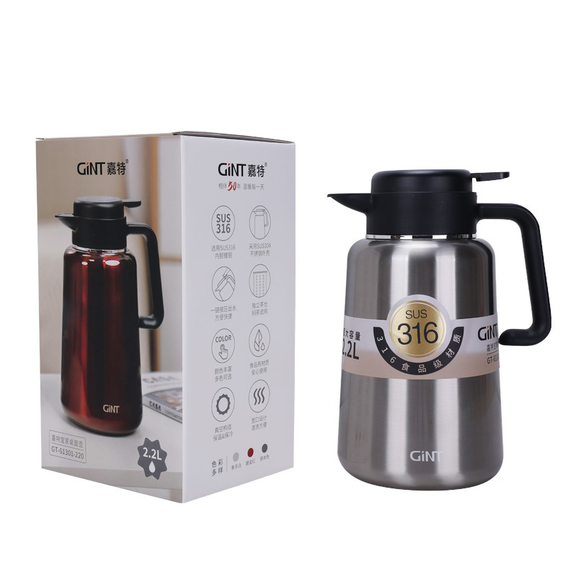 2200ML Double Wall Vacuum Insulated Flask Kettle Big Capacity 316 Stainless Steel Thermos Tea Coffee Pot