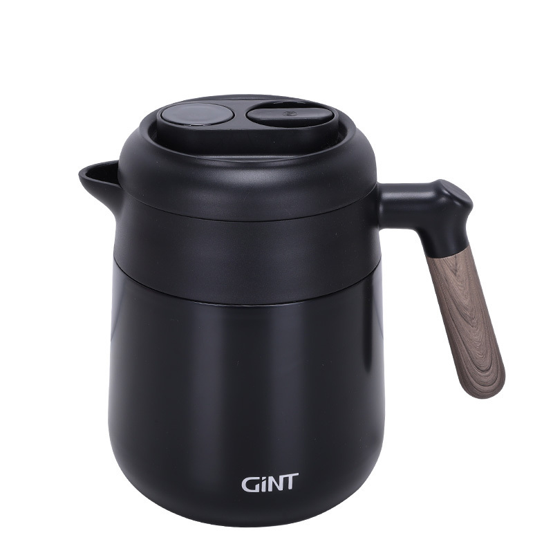 1500ml GiNT New Temperature Display Thermal Wooden Tea and Coffee Pot Set Portable Hot Water Container