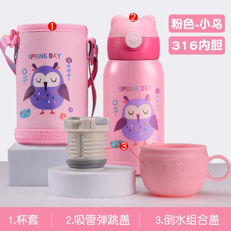 Single Wall Foldable Handle Coffee Travel Tea Cup 500Ml Titanium Camp Cute Water Bottle for Kids