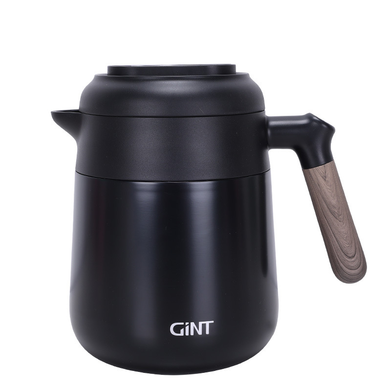 1500ml GiNT New Temperature Display Thermal Wooden Tea and Coffee Pot Set Portable Hot Water Container