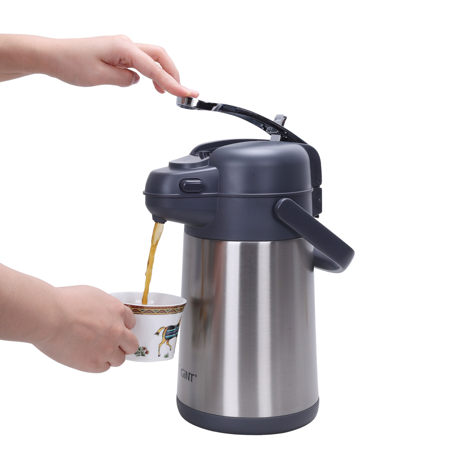 1.9L 2.2L Hot Cold Drink Coffee Stainless Steel Thermal Air Pump Jug Pot Beverage Dispenser Maple Hot Coffee Thermos