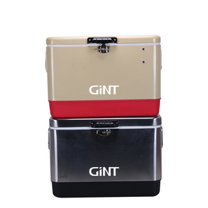 GINT Hot Sale Plastic Iron/Aluminum/PU 15L/30L vintage retro metal ice cooler box