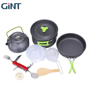 Portable Outdoor Hiking Backpacking Folding Camping Equipment Cookware Pots Pans Kettle Set Travel Cookware Mess Kit