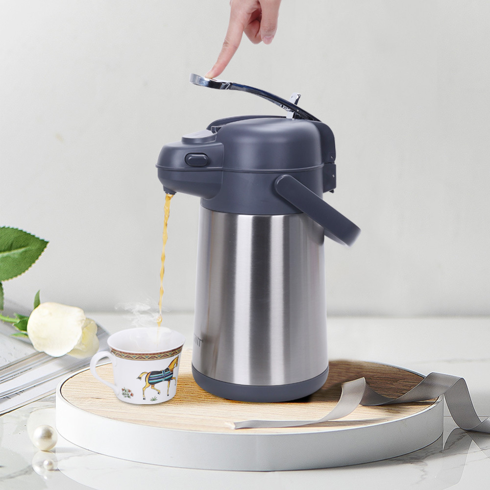 1.9L 2.2L Stainless Steel Tea Juice Air Pump Jugs Disposable Coffee Pot Dispenser Maple Coffee Syrup Glass Bottle