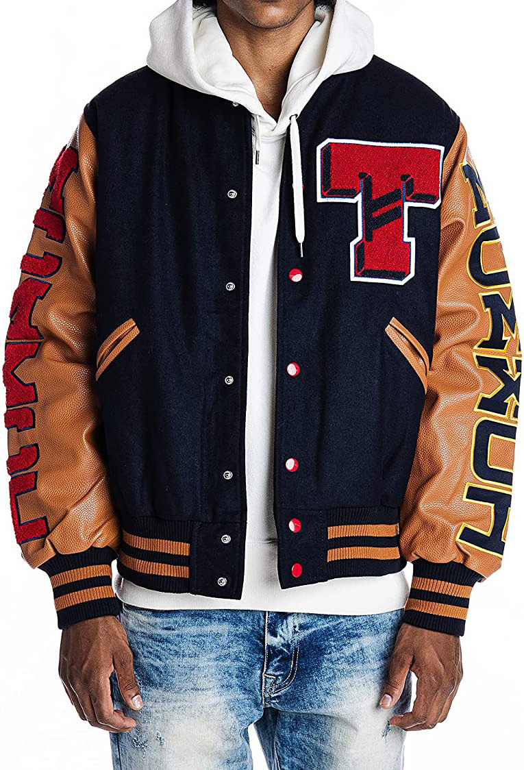 OEM custom winter wool chenille embroidery lettermen vintage varsity college jacket for men University Letterman Bomber Jacket