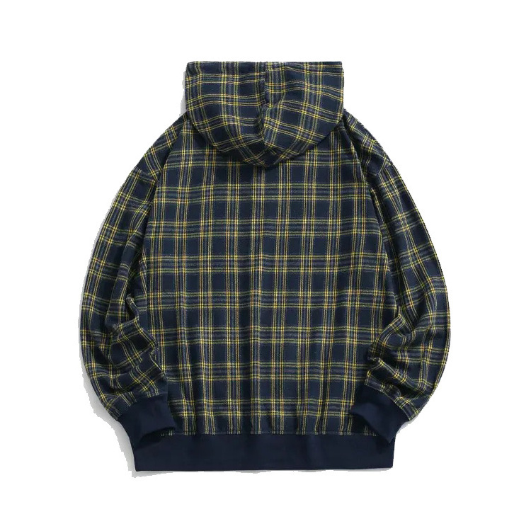 Professional factory OEM service Plaid Print Kangaroo Pocket Hoodie