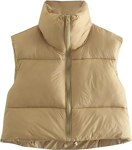 Wholesale Casual Jacket Vest Men/Women's Fashion High Neck Zipper Cropped Puffer Vest Jacket Coat