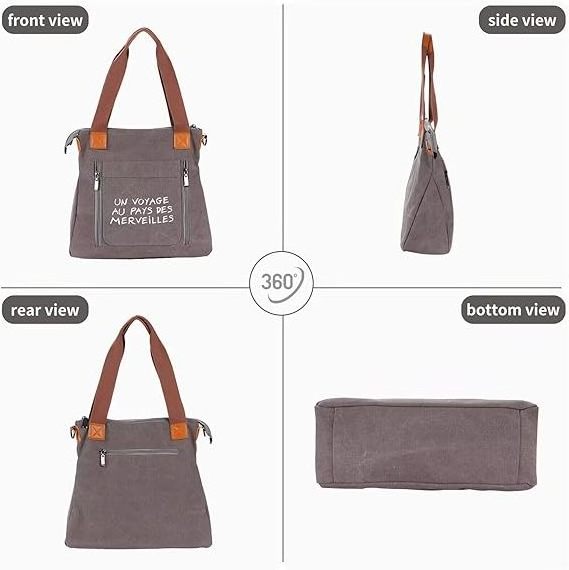 Ginzeal Cotton Tote Bag Women Canvas Travel Everyday Work Bag Canvas Tote Purses Crossbody Casual Day Bags With Zipper